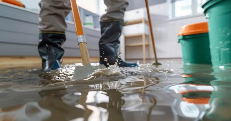 Flood cleanup with extraction equipment